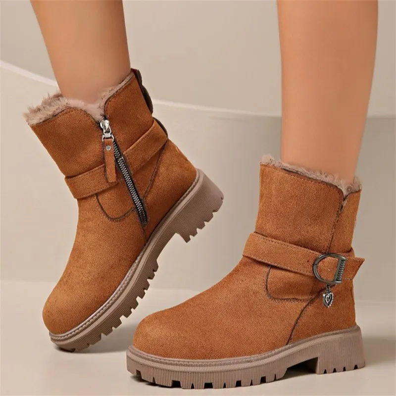 hot Free Shipping Designer For Woman Cotton Shoes Winter New Thick Soled Plush Solid Fashion B Casual Vintage Snow_voghion.com