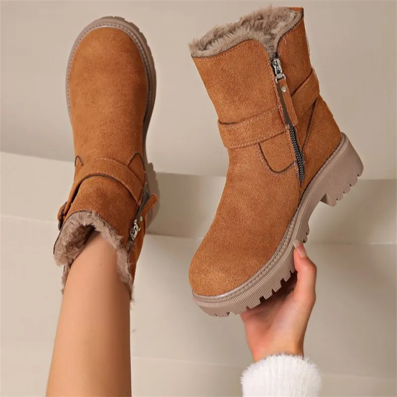 hot Free Shipping Designer For Woman Cotton Shoes Winter New Thick Soled Plush Solid Fashion B Casual Vintage Snow_voghion.com