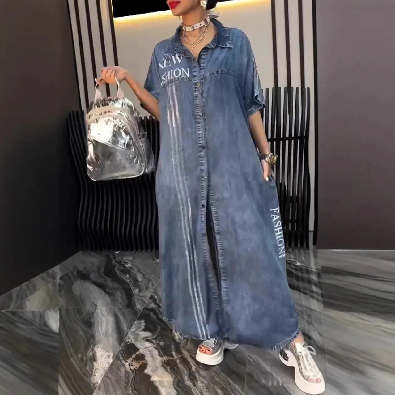 ladies tencel denim dress Stetson Denim Tie-Front Dress