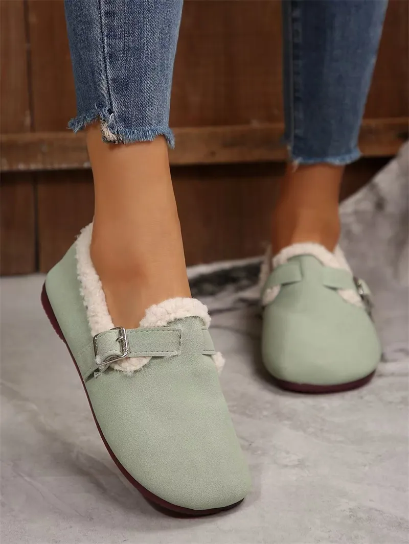 hot Free Shipping Digner Casual Sho For Woman Winter Vintage Soft Sole Versatile Classic Comfortable Khaki Green_desvips.com