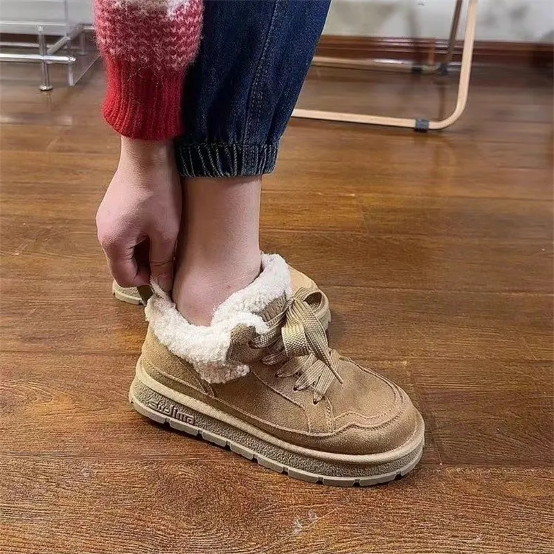 hot Free Shipping Designer For Woman Cotton Shoes Winter Keep Warm Plush Fashion Boots Vintage Casual Platform Brown_voghion.com