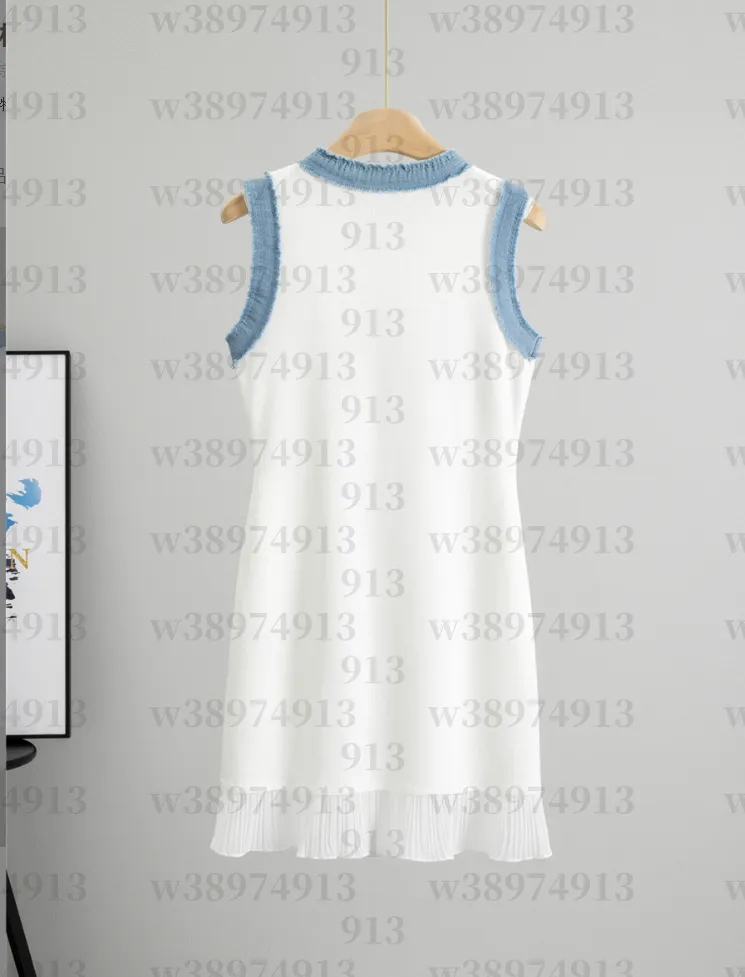 Basic & Casual Dresses Sandro Style Skirt,Denim Stitching High End Dress,  Sleeveless Knit Sleeveless Dress From 11,8  | DHgate