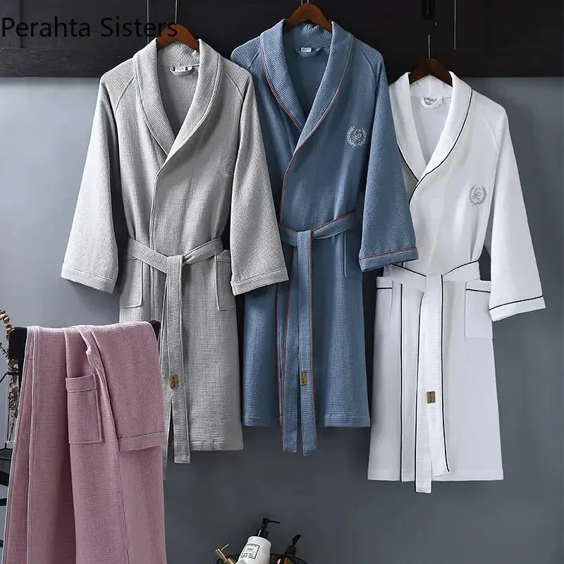sachin and babi light blue dress BOSS Orange Mens Waffle-Structure Dressing Gown with Embroidered Logo  CHO