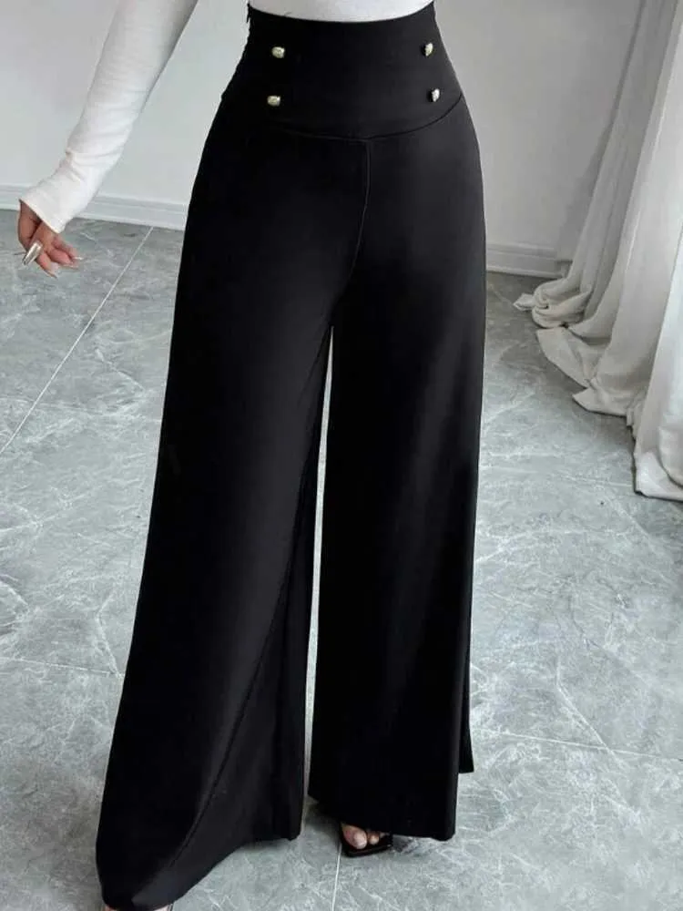 Pantalones De Piernas Ancho De Color De Moda Y Elegante Para