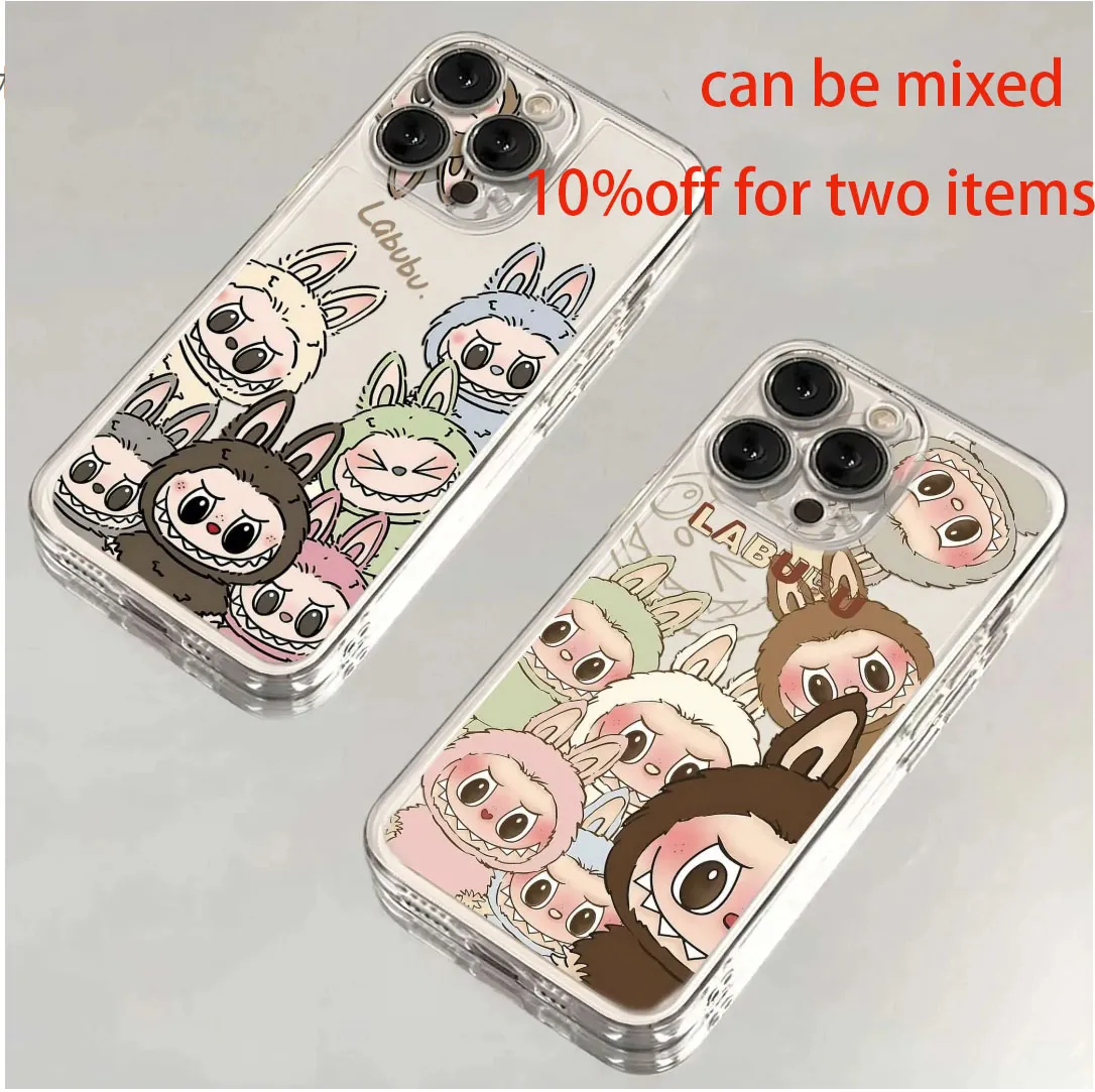 Coque Promax Pour IPhone 15 Pro Max - Gris - Modèle Labubu - Coque à Cadre
