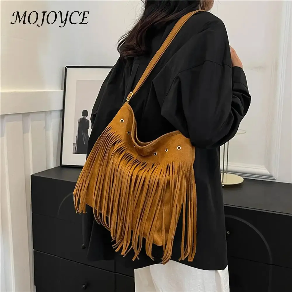 RJDBBD Women's Vintage Suede Fringe Hobo Bag - Crossbody Tote Shoulder Bag For Western Cowgirl Boho Style - View #2
