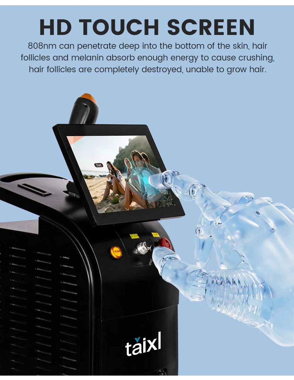 hd touch screen of hair removal device