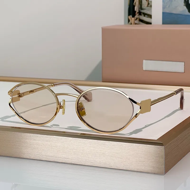 Gold Oval Metal Sunglasses For Women, Stylish Eyewear | DHgate display picture 3