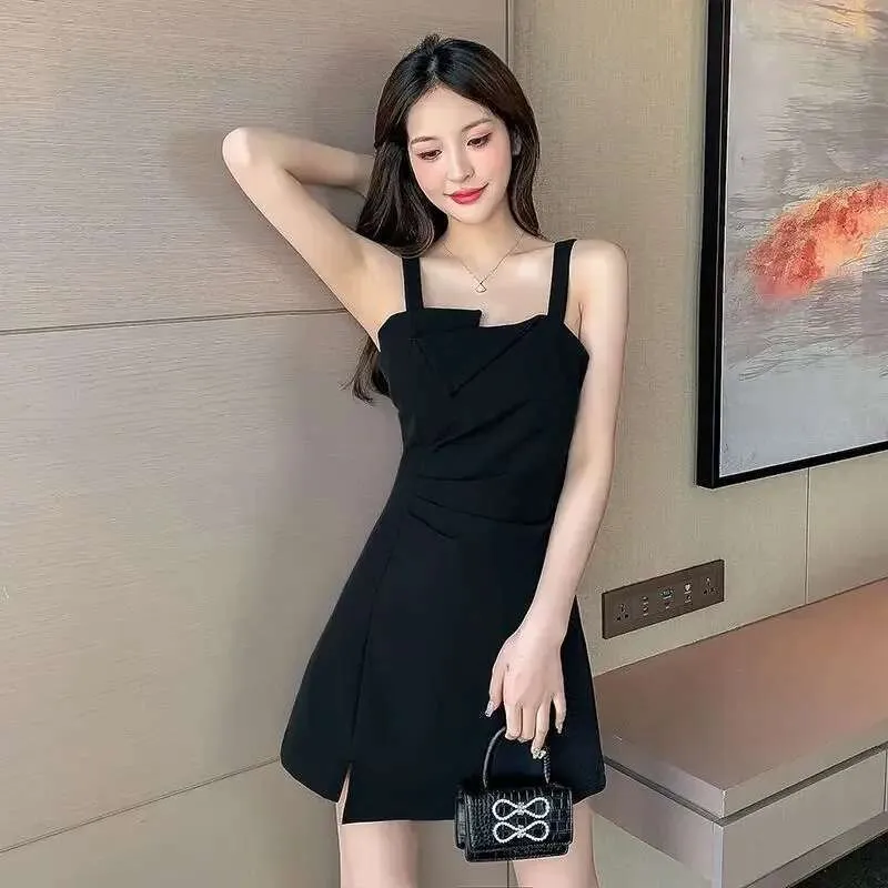 Abito Da Donna Spiaggia Nera Fuori Spalla Mini Abiti Corti Abiti