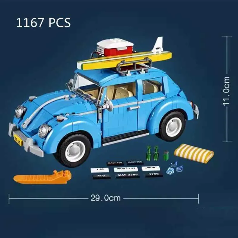 Technical Building Blocks: Blue Camper Car Model Kit, Creative
