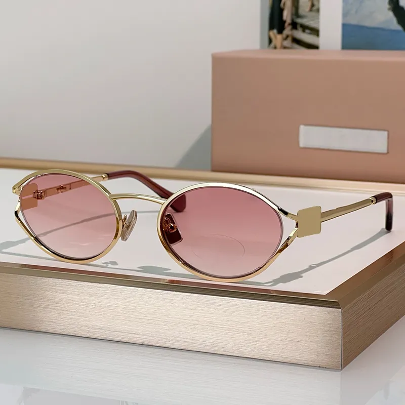 Gold Oval Metal Sunglasses For Women, Stylish Eyewear | DHgate display picture 2