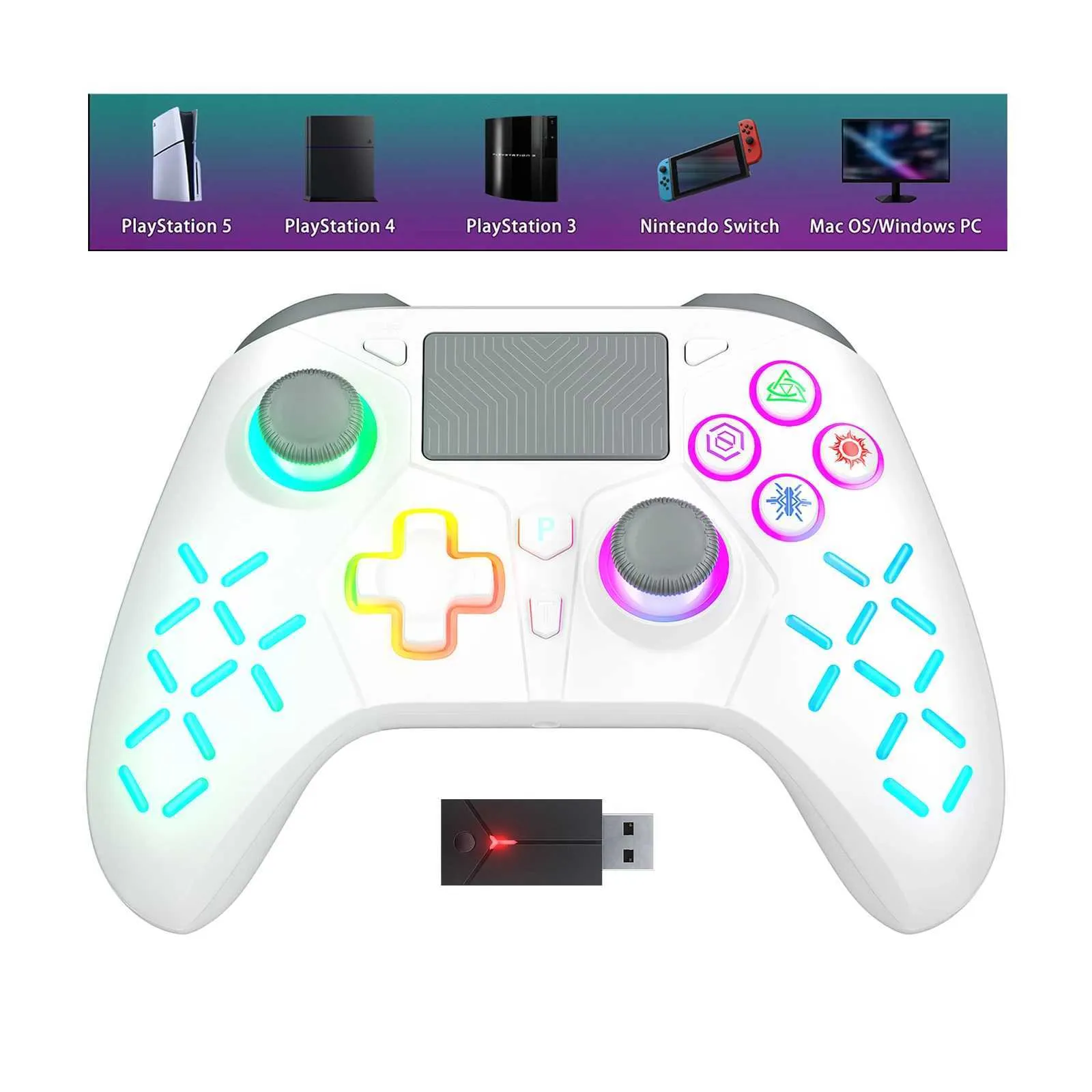 Touchpad Controllers Gamepad for Console - P5 Wireless Controller with Dual Vibration, Hall ...