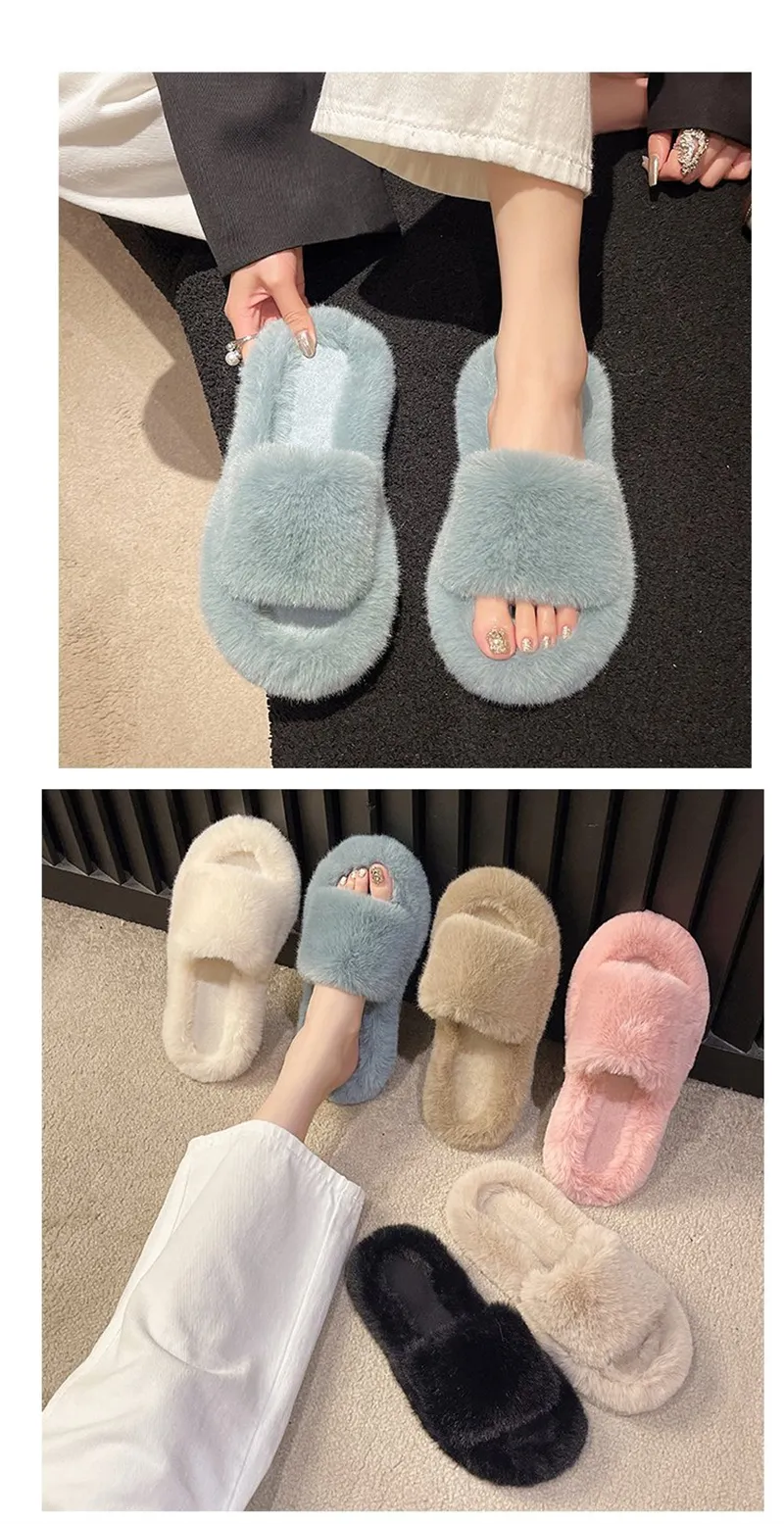 new Free Shipping Designer Slippers For Woman Indoor Outdoor Sliders Keep Warm Thick Woolen Classic Plush Sandals Brown_voghion.com