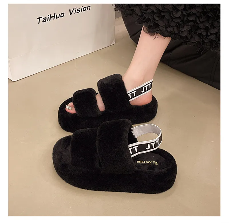 Pantoufles de créateur pour femme, chaudes et confortables, idéales pour l'hiver, à l'intérieur comme à l'extérieur. Sandales classiques et décontractées en peluche. Livraison gratuite._voghion.com