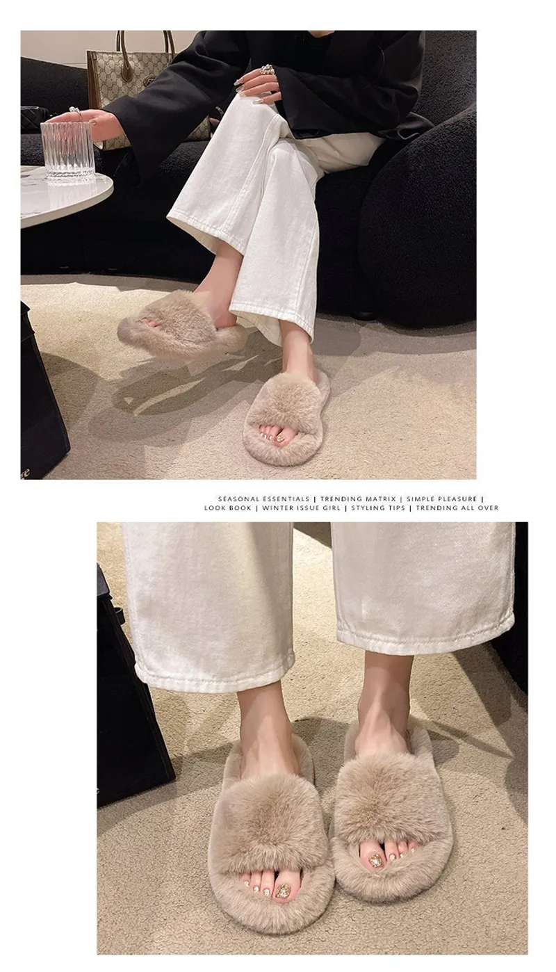 new Free Shipping Designer Slippers For Woman Indoor Outdoor Sliders Keep Warm Thick Woolen Classic Plush Sandals Brown_voghion.com