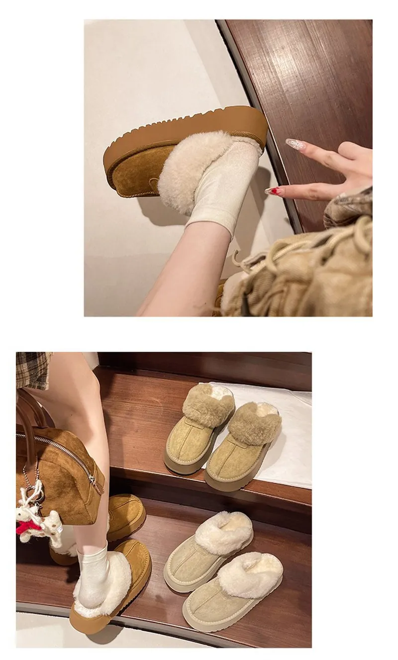 new Free Shipping Designer Slippers For Woman Indoor Outdoor Sliders Keep Warm Thick Woolen Classic Plush Sandals_voghion.com