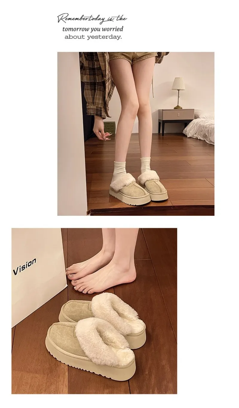 new Free Shipping Designer Slippers For Woman Indoor Outdoor Sliders Keep Warm Thick Woolen Classic Plush Sandals_voghion.com