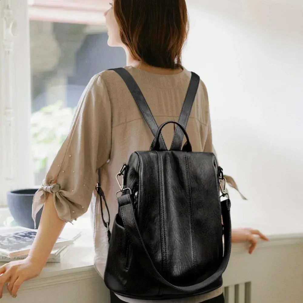 baggu leather backpack black black Baggu Leather Backpack Black