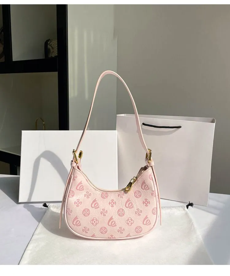 Spedizione gratuita 2025 Nuove borse a tracolla firmate per donna Borsa a forma di mezzaluna rosa sottobraccio Borsa a tracolla singola a mano_voghion.com