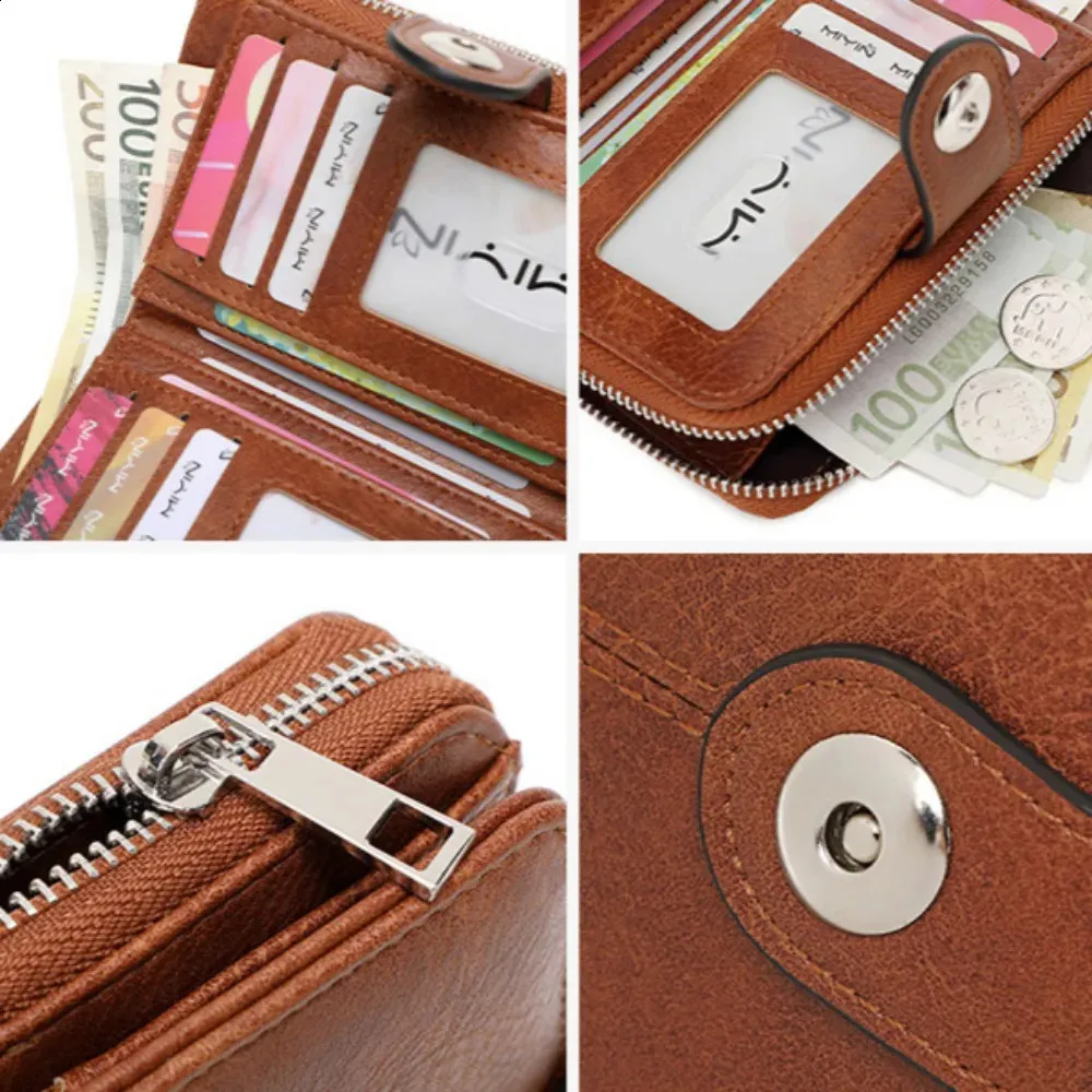☆ DHgate 추천 핫 아이템: 여성용 작은 이중 지갑, 지퍼로드 코인 지갑을 가진 빈티지 스타일 RFID 차단 카드 홀더