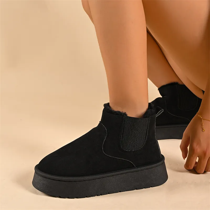 Zapatos de invierno de algodón para mujer, cálidos, impermeables y antideslizantes, a la moda, para la nieve, con envío gratuito_voghion.com