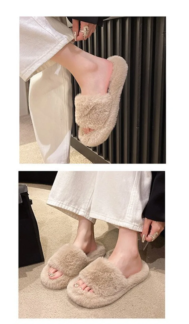 new Free Shipping Designer Slippers For Woman Indoor Outdoor Sliders Keep Warm Thick Woolen Classic Plush Sandals Brown_voghion.com