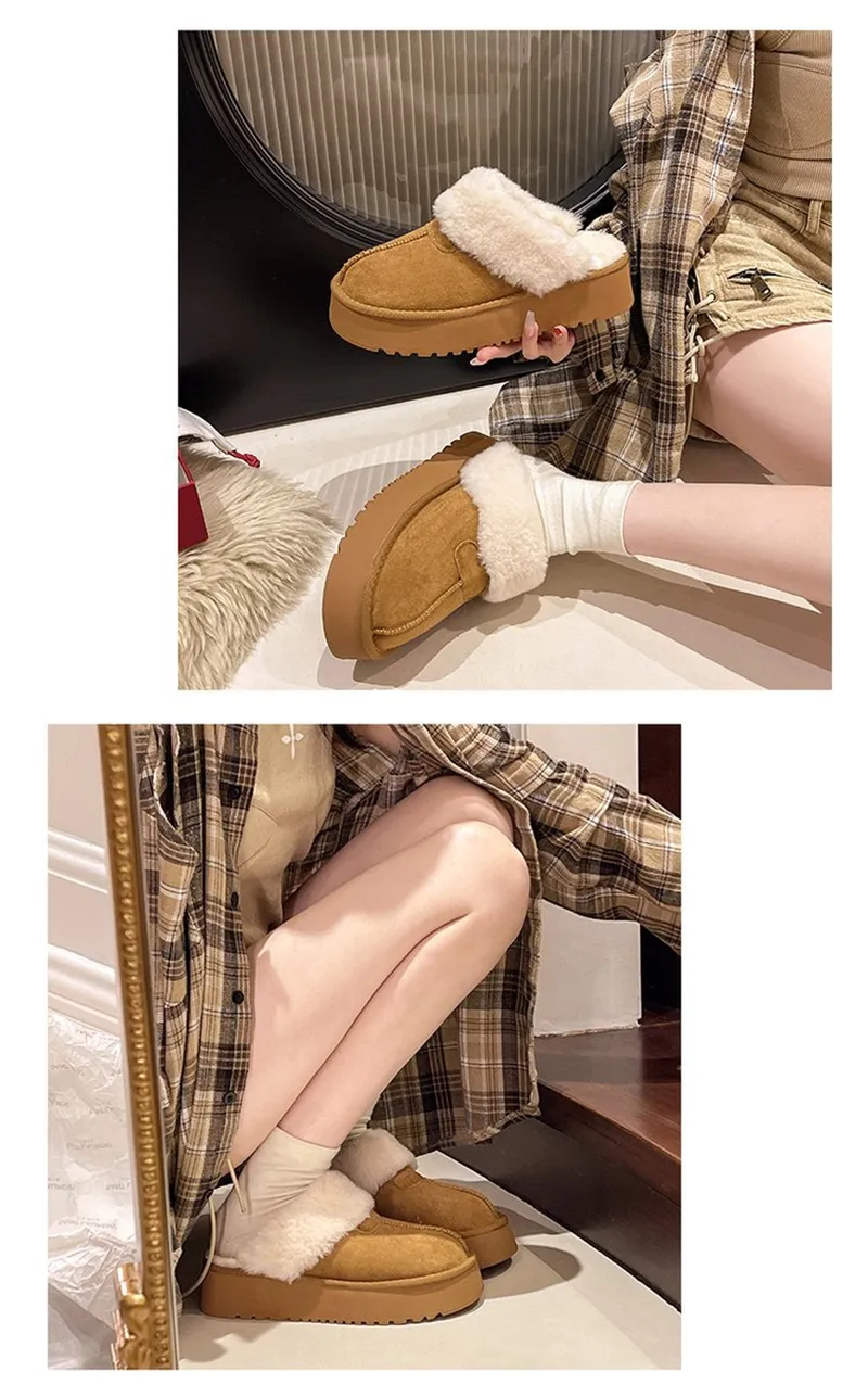 new Free Shipping Designer Slippers For Woman Indoor Outdoor Sliders Keep Warm Thick Woolen Classic Plush Sandals_voghion.com