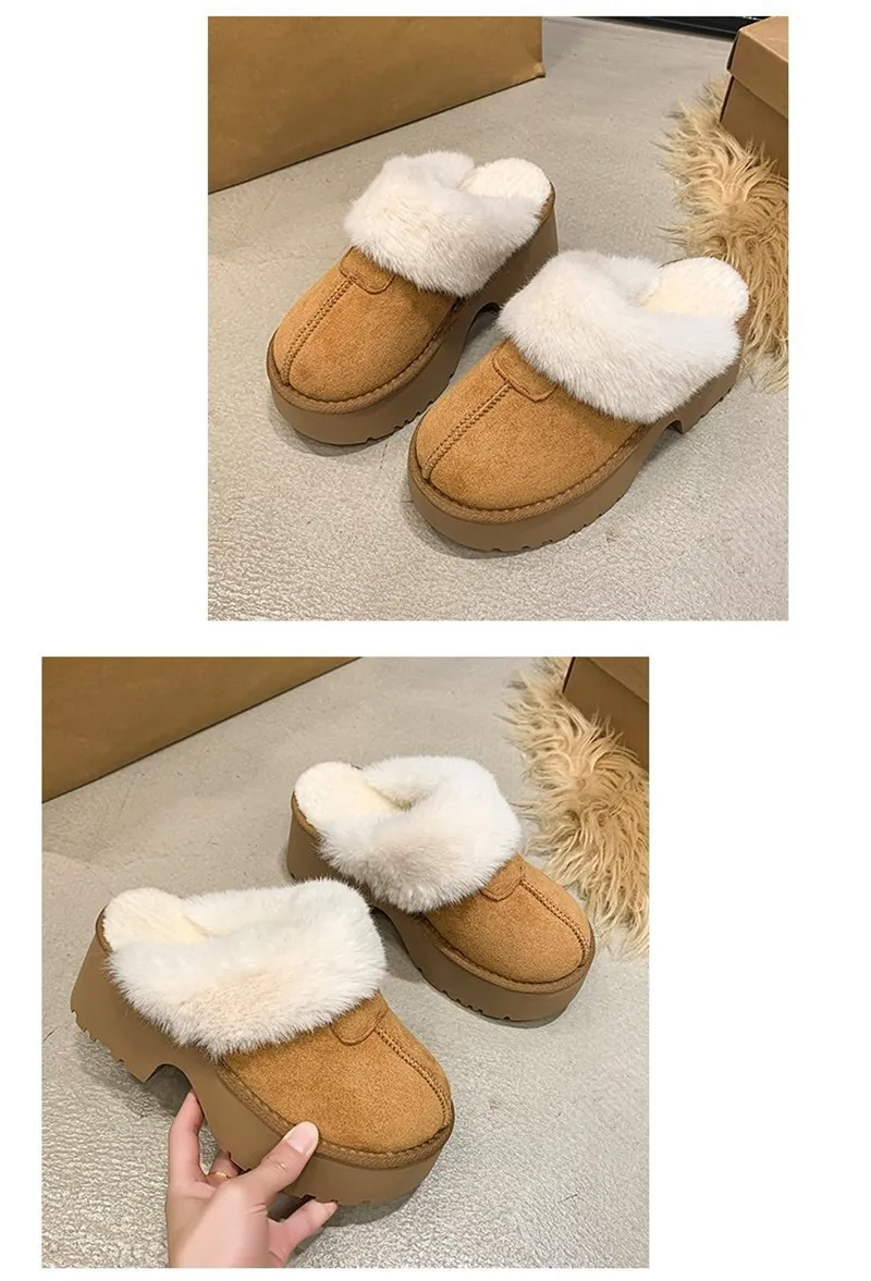 new Free Shipping Designer Slippers For Woman Indoor Outdoor Sliders Keep Warm Thick Woolen Vintage Plush Sandals_voghion.com