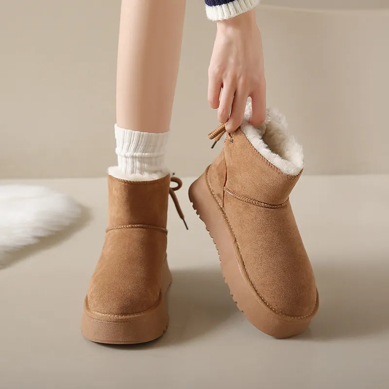 Nieuwe designer winterschoenen voor dames, katoen, warm, antislip, enkellaarsjes, modieuze sneeuwlaarzen in bruin en groen. Gratis verzending._voghion.com