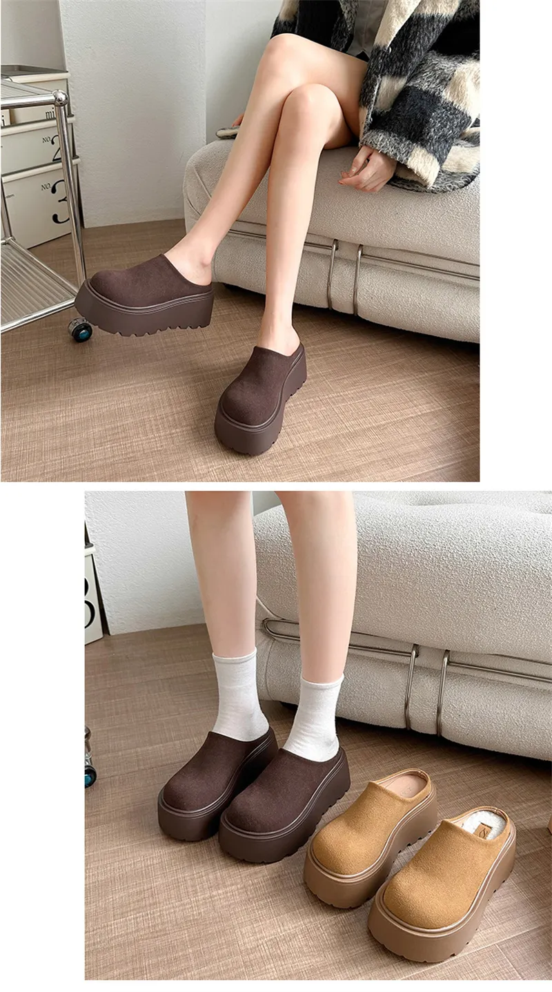 new Free Shipping Designer Slippers For Woman Indoor Outdoor Sliders Keep Warm Thick Woolen Casual Plush Sandals Brown_voghion.com