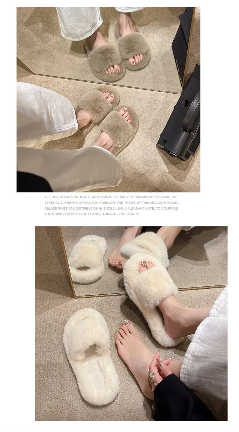 new Free Shipping Designer Slippers For Woman Indoor Outdoor Sliders Keep Warm Thick Woolen Classic Plush Sandals Brown_voghion.com
