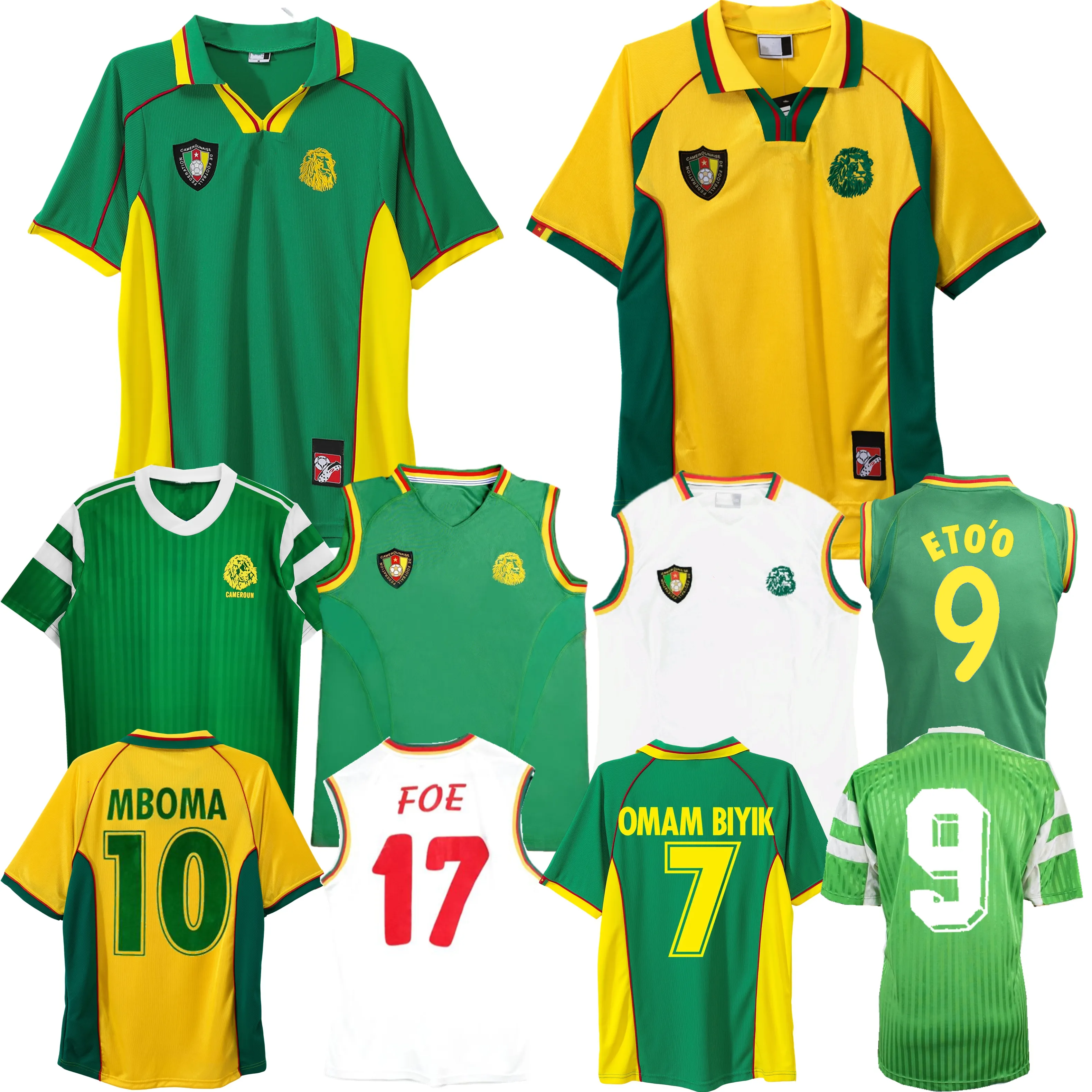 2002 1998 Cameroon Retro Soccer Jerseys 1990 Eto O From