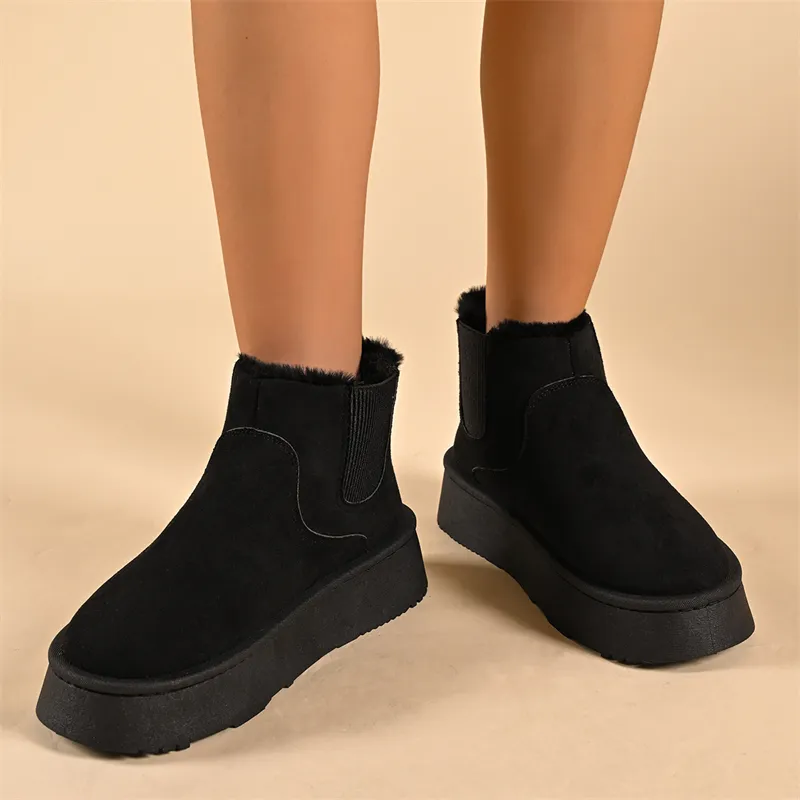 Zapatos de invierno de algodón para mujer, cálidos, impermeables y antideslizantes, a la moda, para la nieve, con envío gratuito_voghion.com