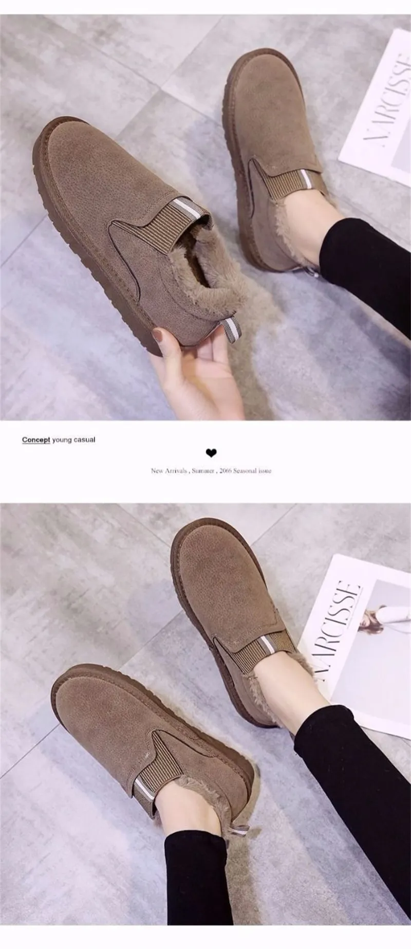 Spedizione gratuita firmata per donna, scarpe in cotone, stivali alla caviglia caldi, stivali da neve vintage alla moda, neri_voghion.com