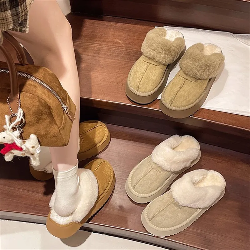 new Free Shipping Designer Slippers For Woman Indoor Outdoor Sliders Keep Warm Thick Woolen Classic Plush Sandals_voghion.com