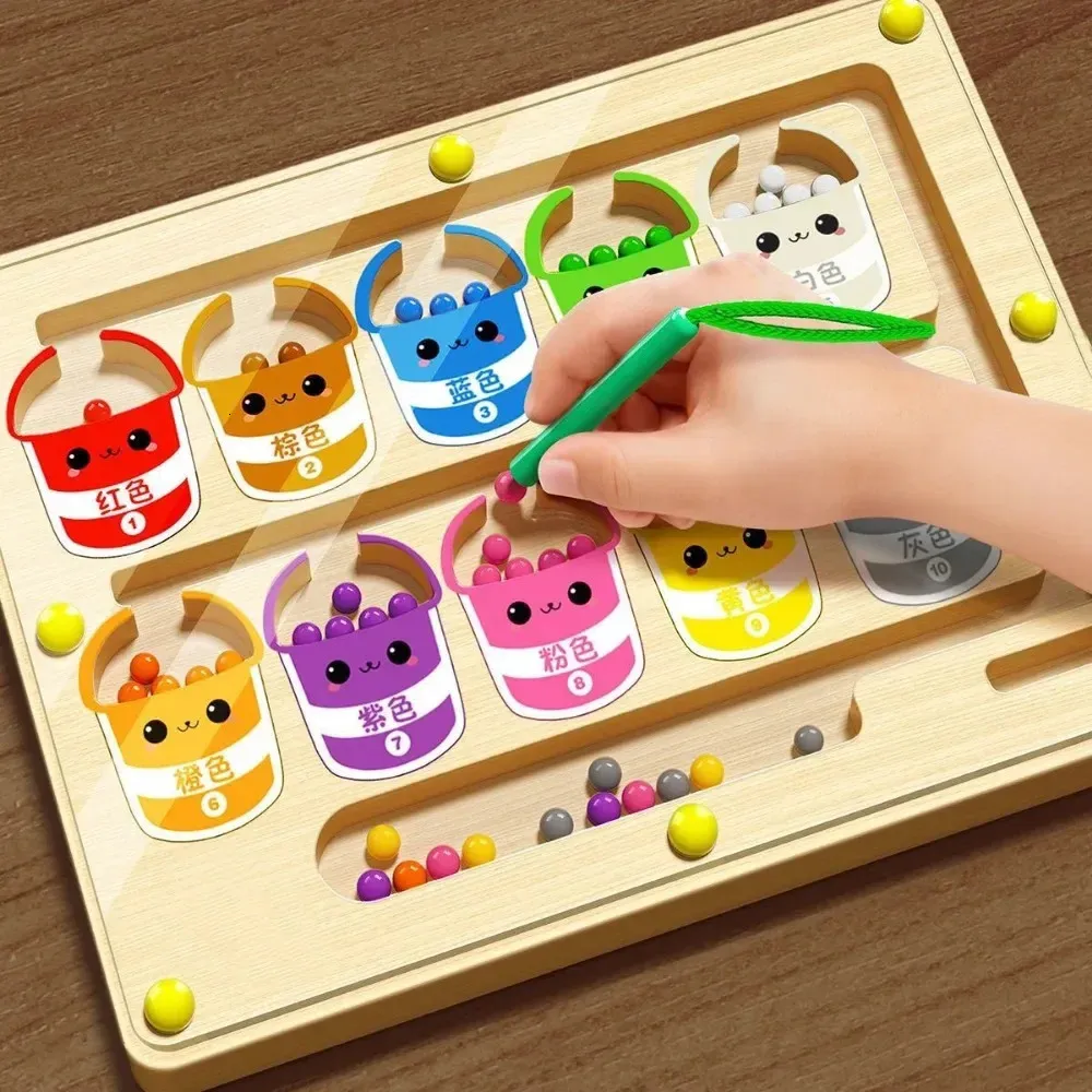 Labirinto Magnetico Montessori In Legno - Gioco Educativo Per Bambini Dai 3 Anni Stimola Motricit Fine E 405419