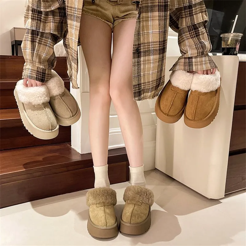 new Free Shipping Designer Slippers For Woman Indoor Outdoor Sliders Keep Warm Thick Woolen Classic Plush Sandals_voghion.com