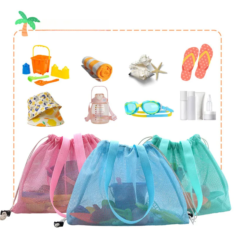 Sac De Plage En Maille Grand Format - Imperméable, Séchage Rapide - Avec Cordon De Serrage - Pour Jouets, Serviettes, Affaires De Plage