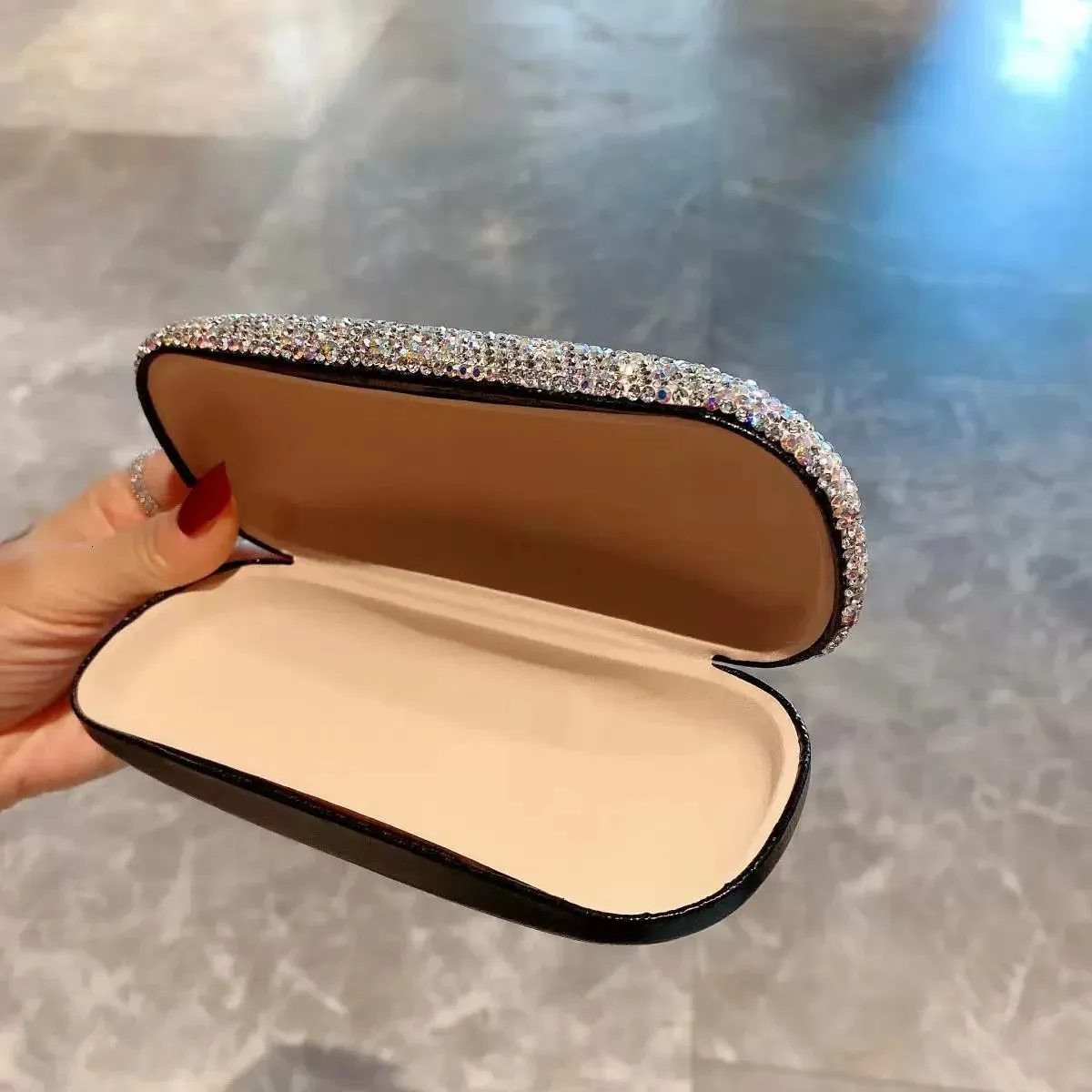 Car Diamond Glasses Case Women Fashion Glitter Reading Myopia