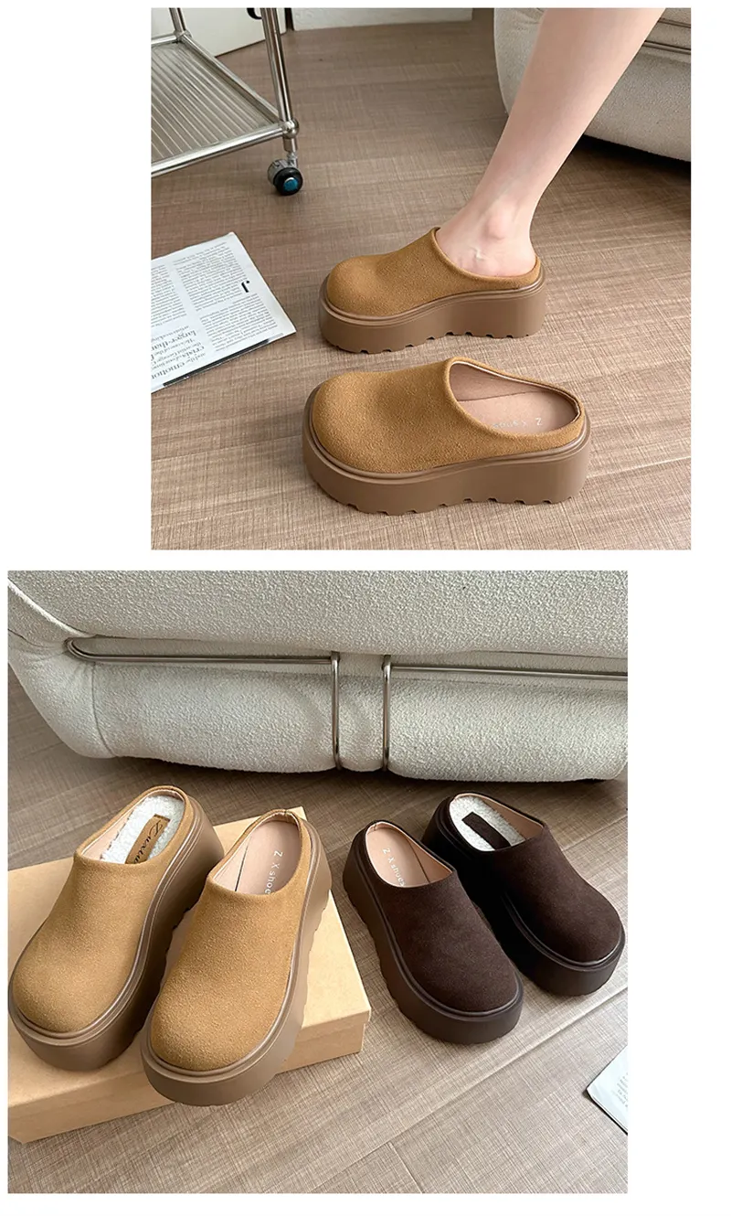 new Free Shipping Designer Slippers For Woman Indoor Outdoor Sliders Keep Warm Thick Woolen Casual Plush Sandals Brown_voghion.com