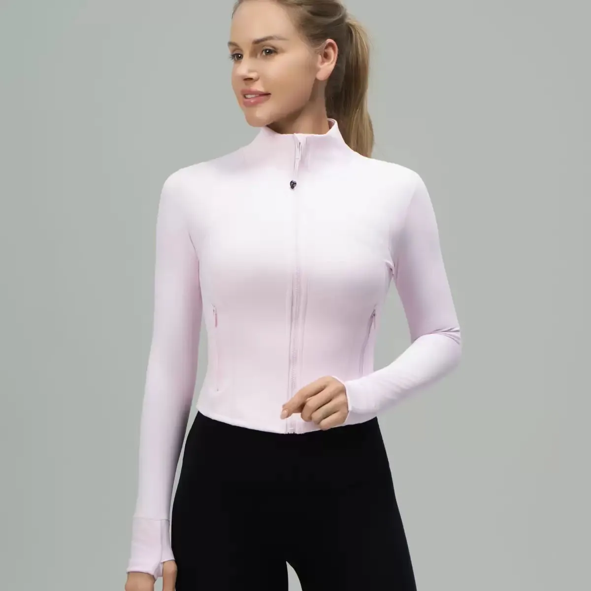 Workout Jackets: Womens Yoga Cropped Jacket Activewear Slim Fit