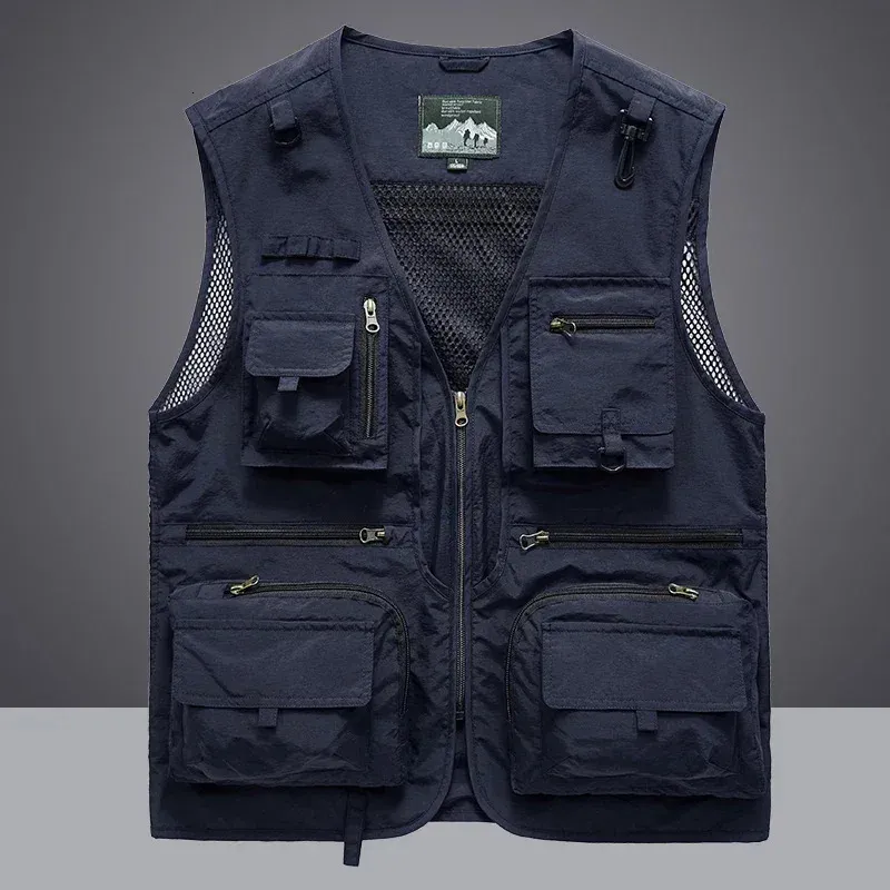 Gilet Léger Nombreuses Poches YOSUWOAI Gilet D'extérieur Léger Et Respirant Pour Homme - Séchage Rapide - Multifonction - Sans Manches - Pour Le Camping, La Photographie - Avec Plusieurs Poches, P Bleu