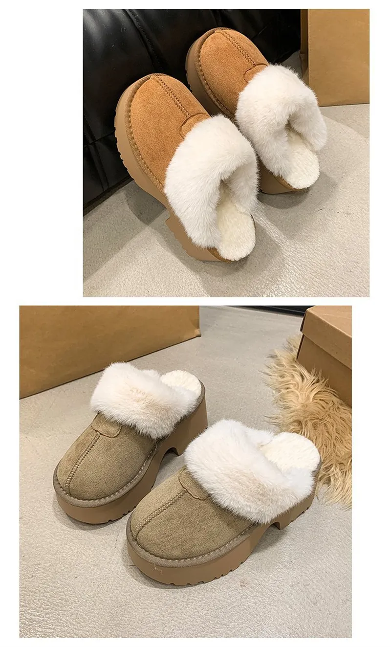 new Free Shipping Designer Slippers For Woman Indoor Outdoor Sliders Keep Warm Thick Woolen Vintage Plush Sandals_voghion.com