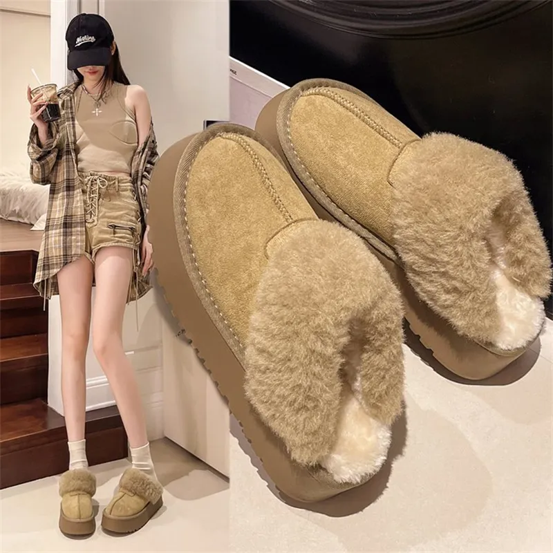 new Free Shipping Designer Slippers For Woman Indoor Outdoor Sliders Keep Warm Thick Woolen Classic Plush Sandals_voghion.com