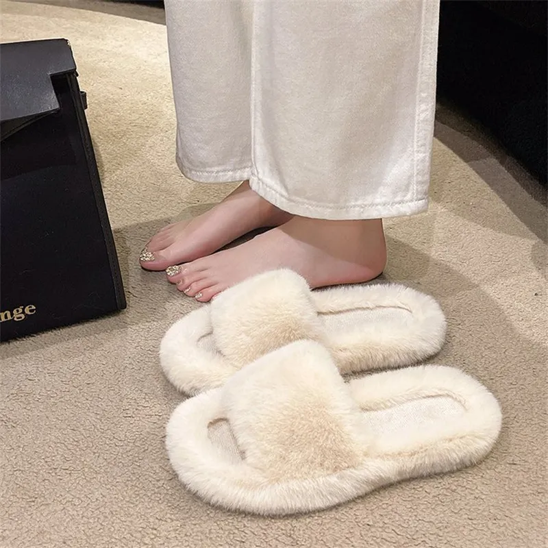 new Free Shipping Designer Slippers For Woman Indoor Outdoor Sliders Keep Warm Thick Woolen Classic Plush Sandals Brown_voghion.com
