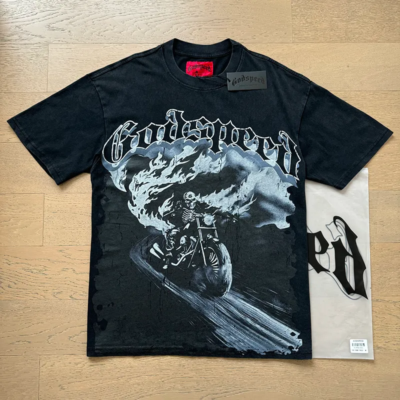 Men's T-Shirt Godspeed Skull Print Casual Street Hip Hop Spandex
