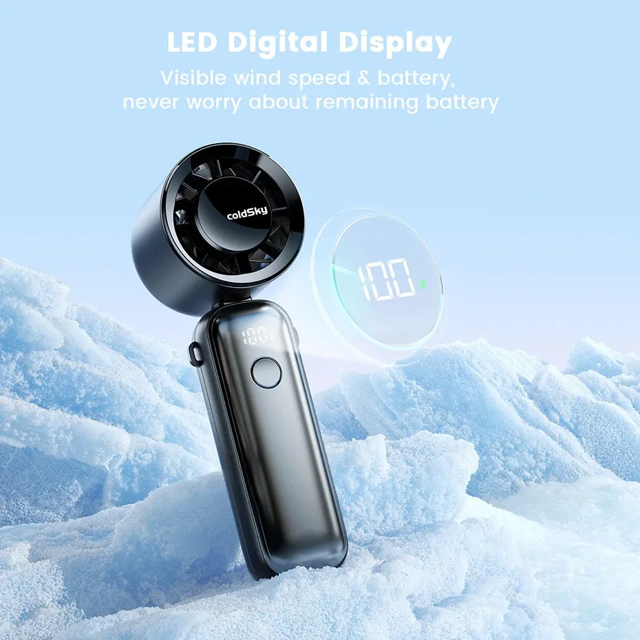 5000mAh Portable Turbo Fan - 6 Speed Foldable Personal Fan With Digital Display For Travel & Office