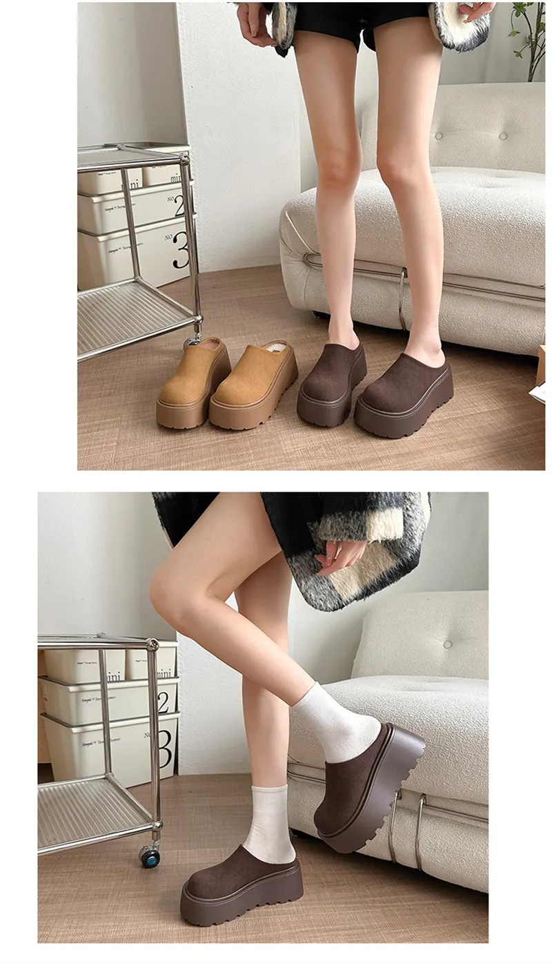 new Free Shipping Designer Slippers For Woman Indoor Outdoor Sliders Keep Warm Thick Woolen Casual Plush Sandals Brown_voghion.com