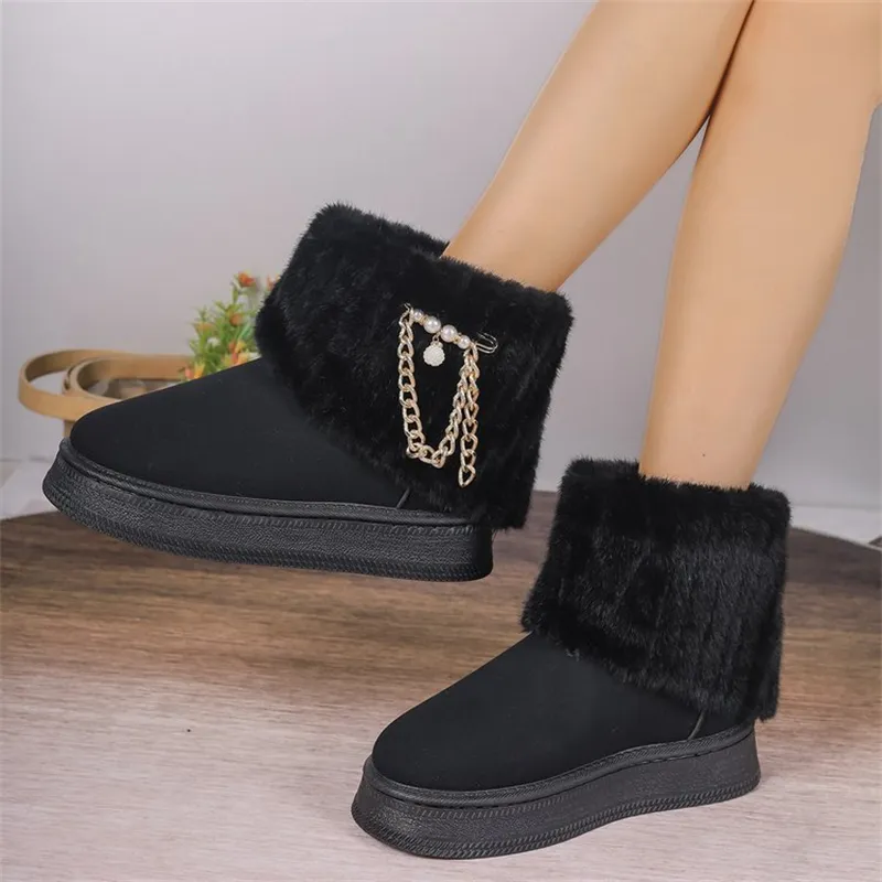 Frete grátis para compras acima de um dia! Botas de inverno femininas de algodão, estilo clássico, para manter os pés aquecidos, tamanhos 36 a 42._voghion.com