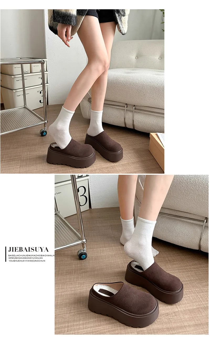 new Free Shipping Designer Slippers For Woman Indoor Outdoor Sliders Keep Warm Thick Woolen Casual Plush Sandals Brown_voghion.com